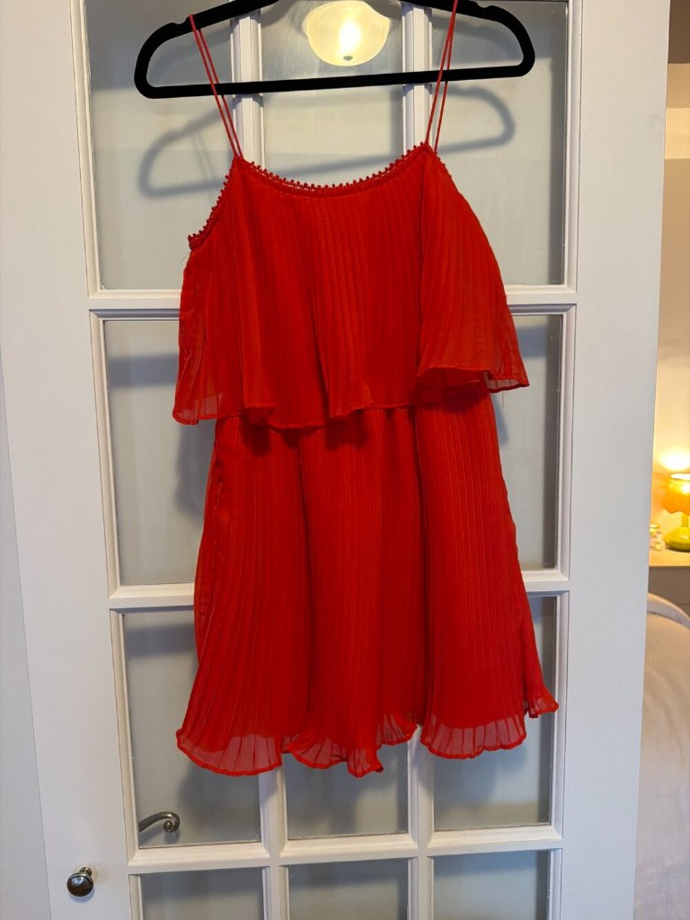 Zara Red Pleated Ruffle Dress | Size XS